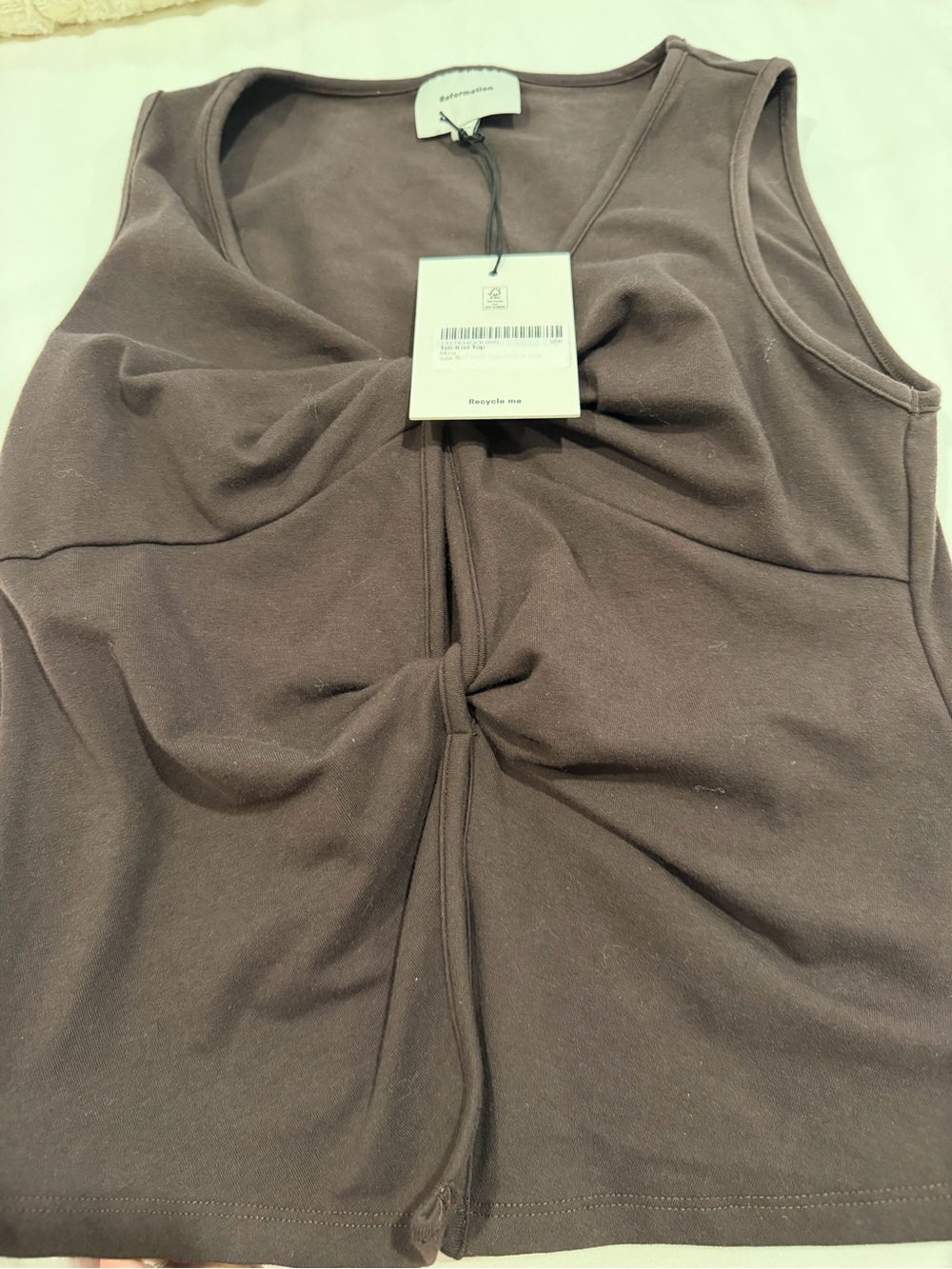 Reformation Tefi Knit Top in Chocolate Brown - Picture 4 of 4